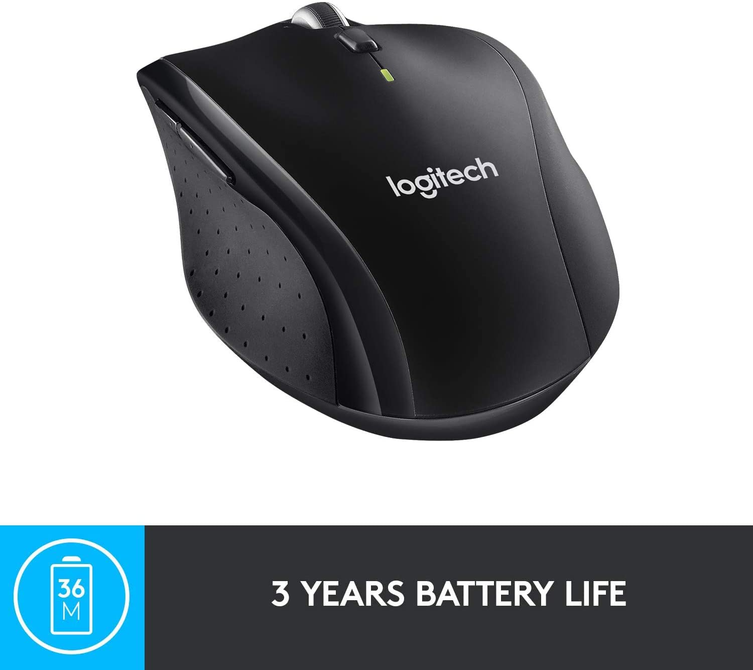 Logitech M705 Wireless Marathon Mouse for PC - Long 3 Year Battery Life, Ergonomic Shape with Hyper-Fast Scrolling and USB Unifying Receiver for Computer and Laptop - Black