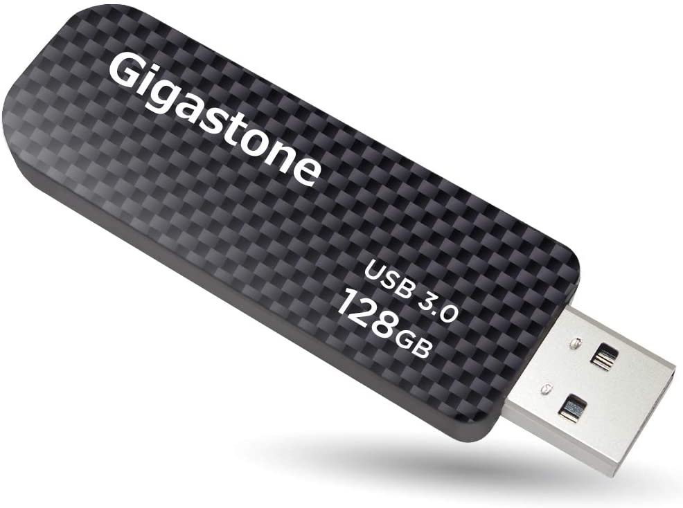 Gigastone Z30 128GB USB3.0 Flash Drive, Capless Retractable Design Pen Drive, Carbon Fiber Style, Reliable Performance & Durable